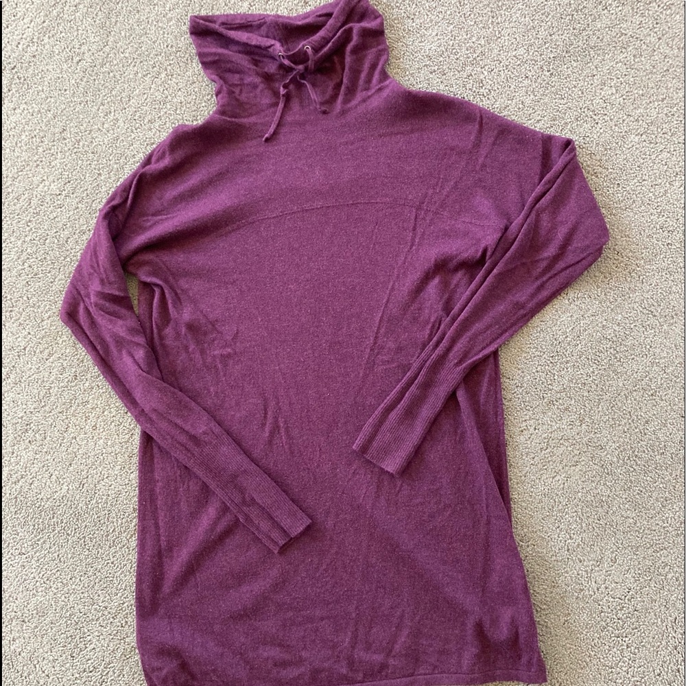 Women cowl neck tunic sweater light weight purple wine color